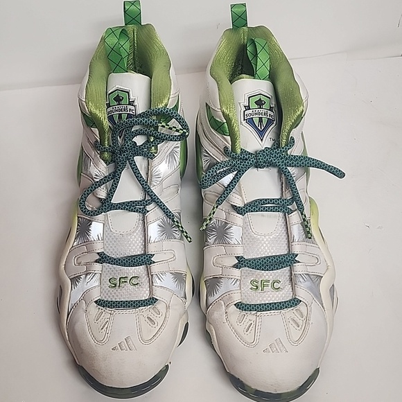 Adidas Seattle Sounders SFC Green,Gray & White High-Top Sneakers Born In 74 Sz13 main image 5